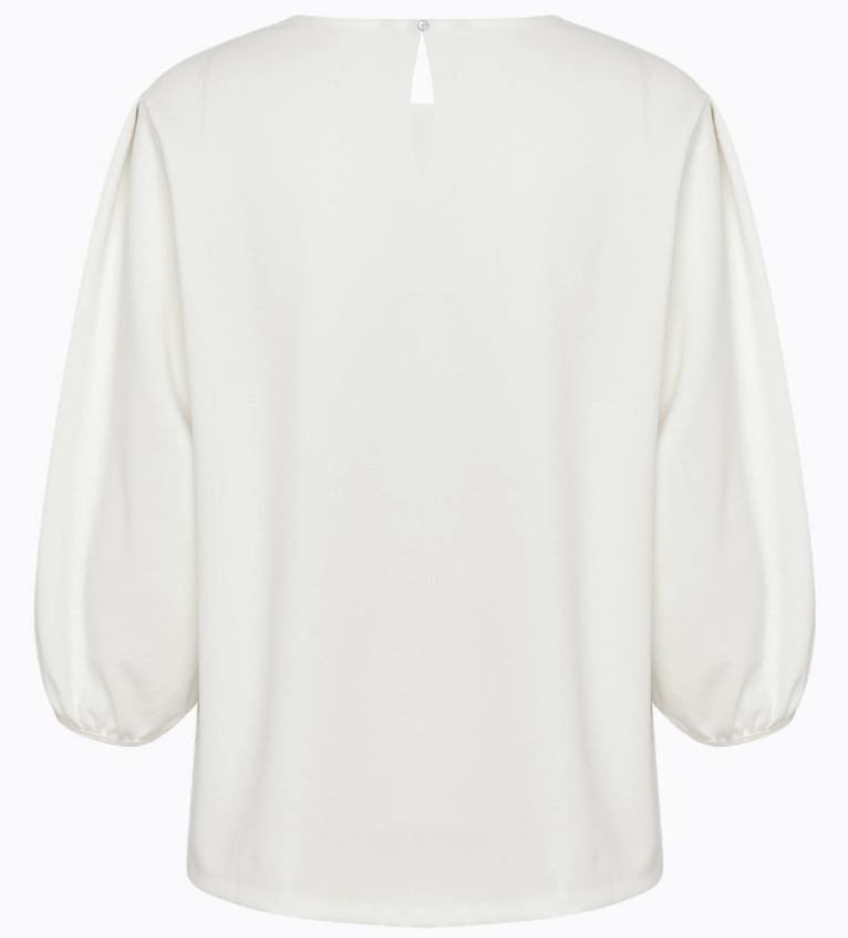 White blouse with balloon sleeves on a white background