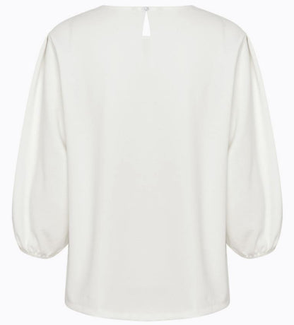 White blouse with balloon sleeves on a white background