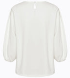 White blouse with balloon sleeves on a white background