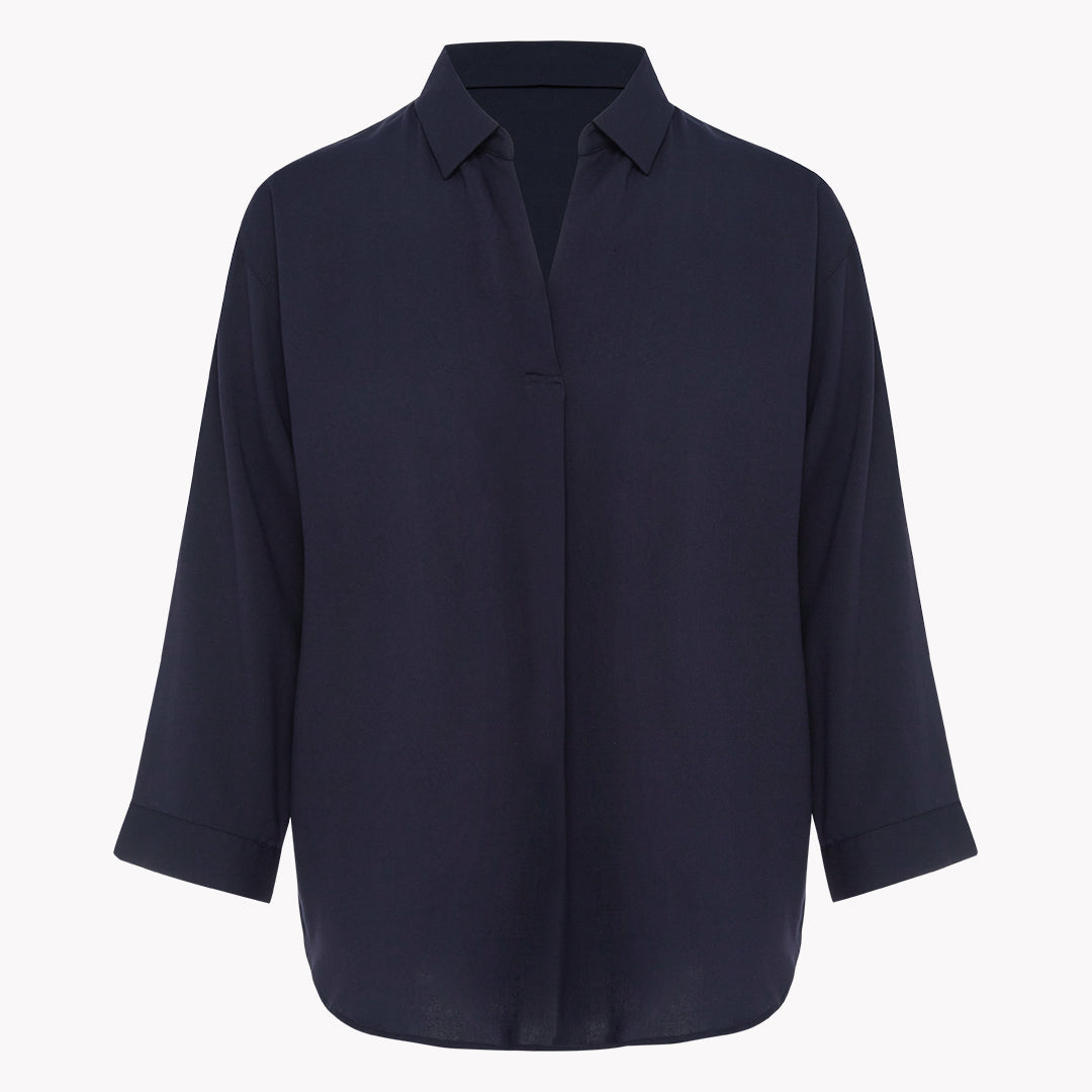 Navy blue shirt on a white background