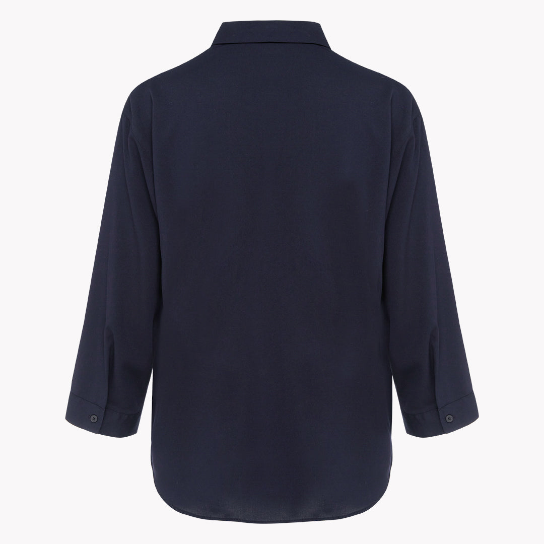 Navy blue shirt on a white background