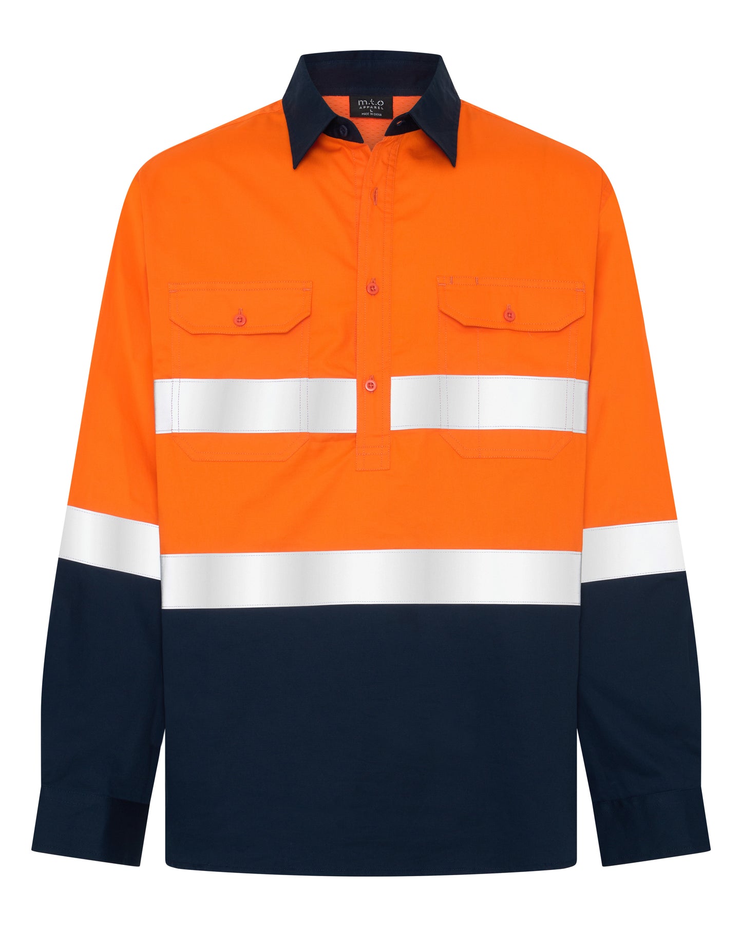 1330TTR Long Sleeves Hi Viz 1/4 placket with Reflective